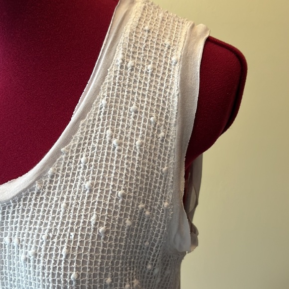 LeModa, NWOT, Size M White knit/sequins. Blouse, Many details. - Picture 3 of 10